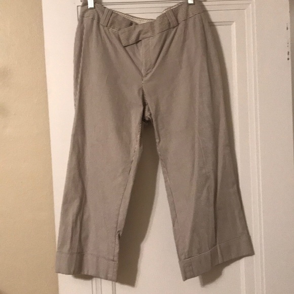 Banana Republic Pants - BANANA REPUBLIC-Navy Pin Stripe Cropped Pant-SZ 10